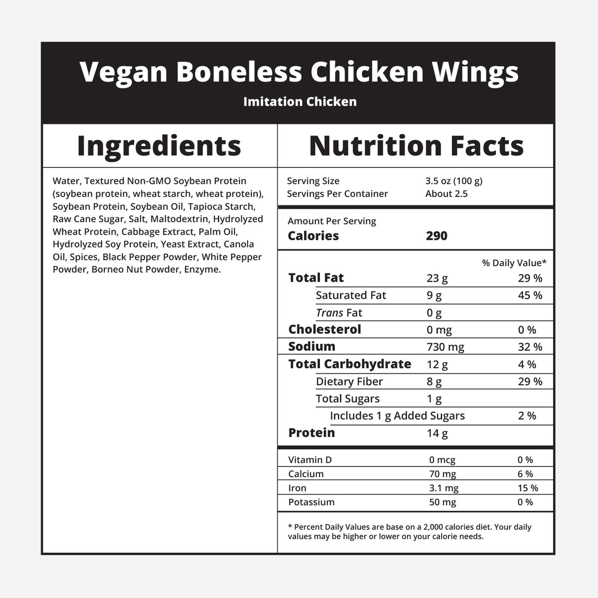 2023 Awards Winner! Vegan Boneless Chicken Wings (8pack) Myrtle Greens