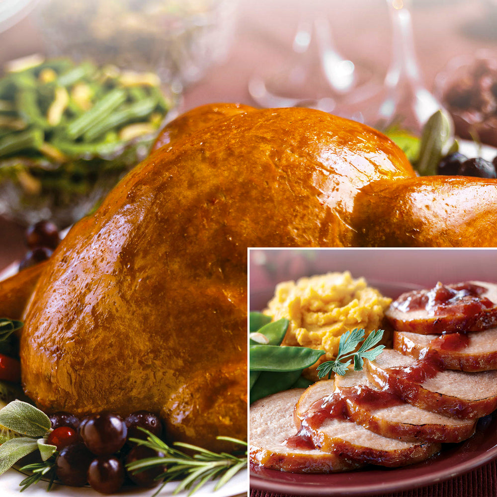 
	
    	Holiday Vegan Whole Turkey & Vegan Ham Roll Combo
                      
