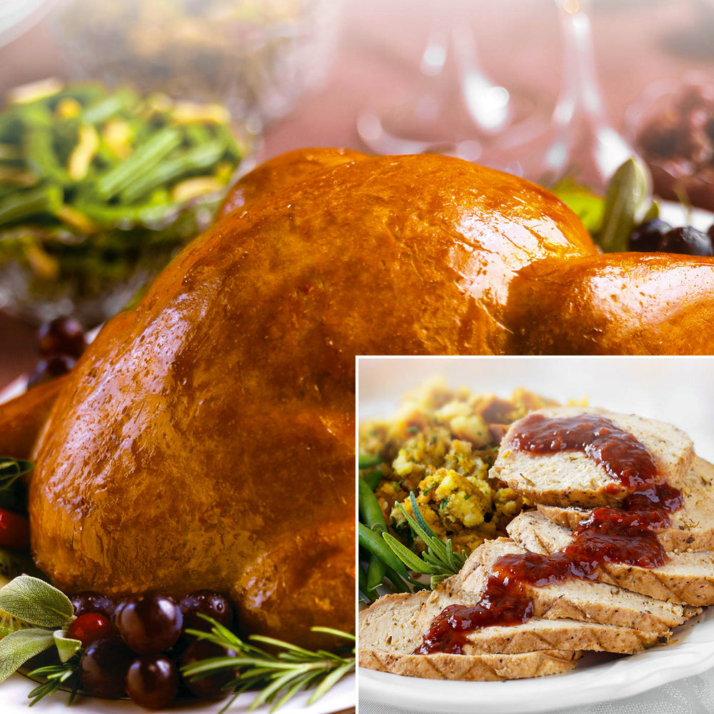 
	
    	Holiday Vegan Whole Turkey & Vegan Turkey Roll Combo
                      
